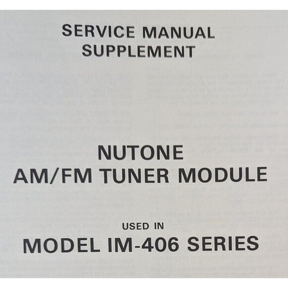 NUTONE SERVICE MANUAL FOR MODEL IM-406 CENTRALIZED RADIO INTERCOM SYSTEM - Picture 12 of 13